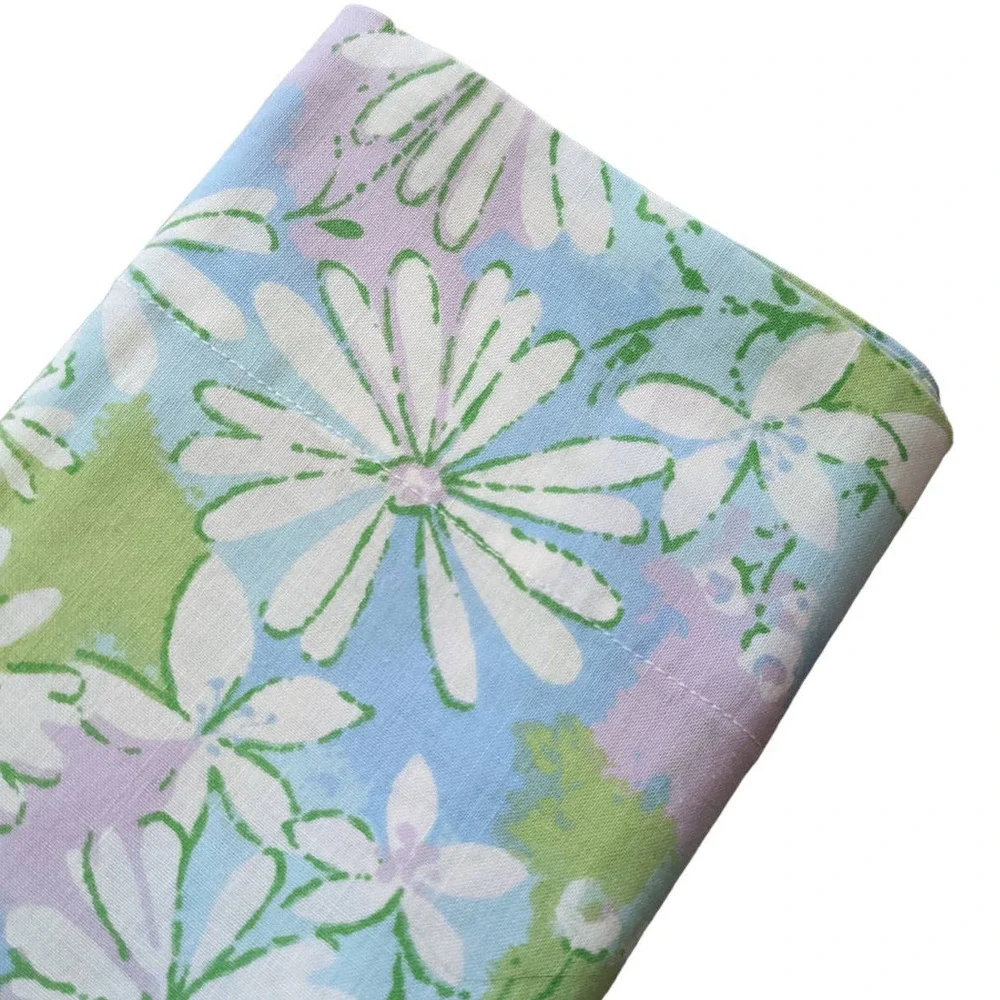 Vintage 60's 70's Flower Power Pillow Case,‎ Blue Green Pink Pastel Daisies